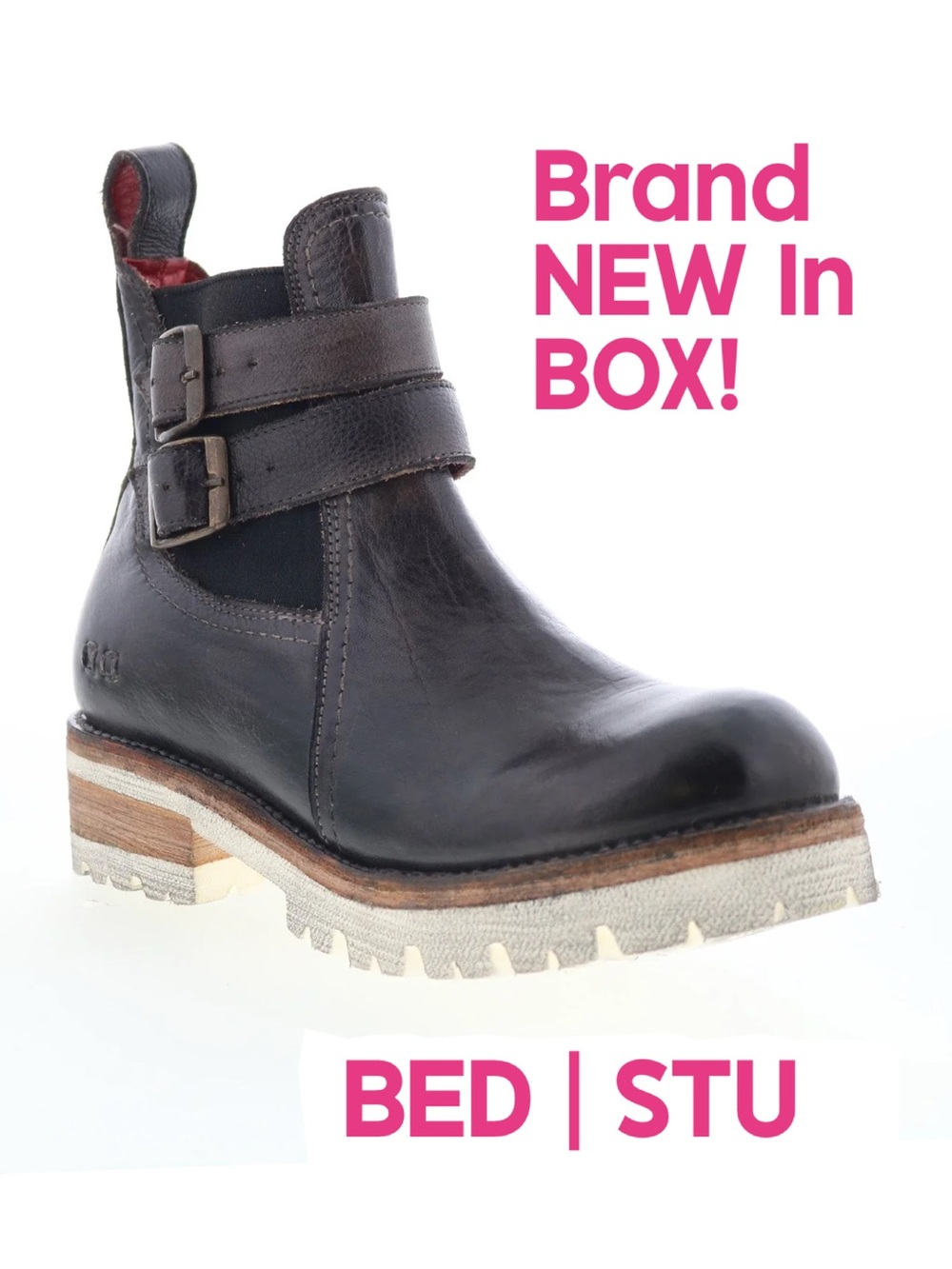 BED STU, Size 8, Ginger, Ankle Boots, ALL Leather, Rustic Black, NEW in BOX!